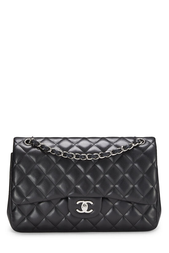 Black Quilted Lambskin New Classic Double Flap Jumbo, , large image number 0