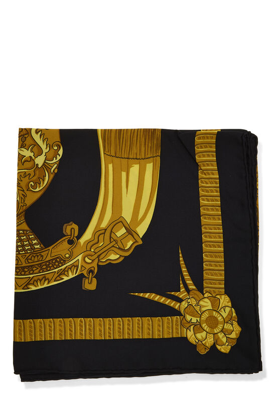 Black & Multicolor 'Armets en Panache' Silk Scarf 90, , large image number 1