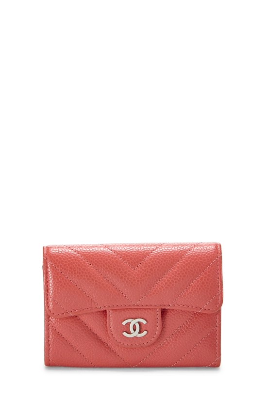 Pink Caviar Chevron Compact Wallet, , large image number 0