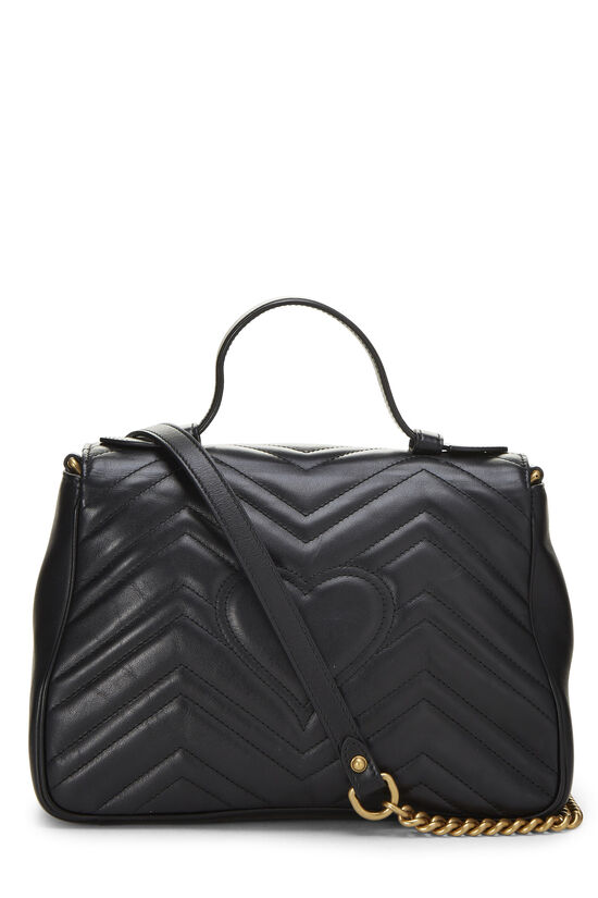 Black Leather GG Marmont Top Handle Shoulder Bag Small, , large image number 3