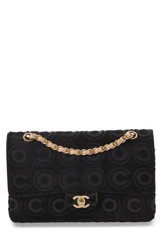 Black Ponyhair Classic Double Flap Medium, , large image number 0
