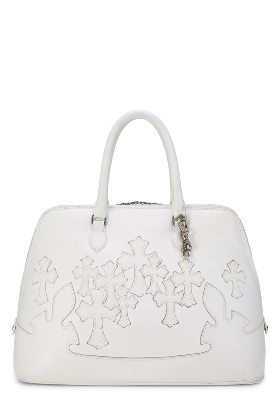 White Leather Cemetery Cross Bowling Bag, , large image number 0
