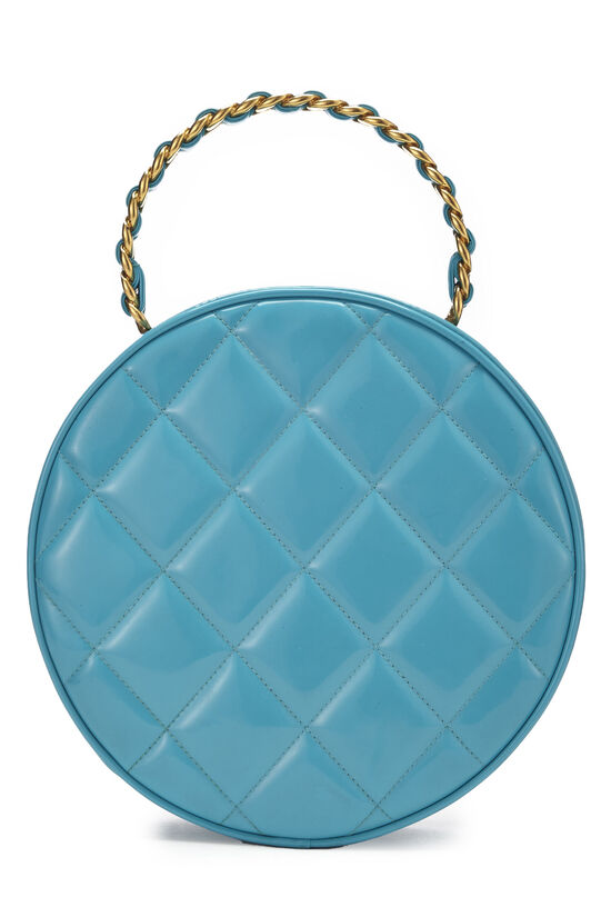 Blue Quilted Patent Leather Round 'CC' Bag, , large image number 3