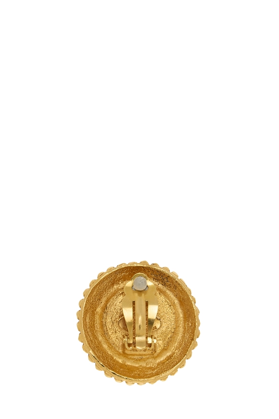 Gold & Faux Pearl Button Earring, , large image number 1