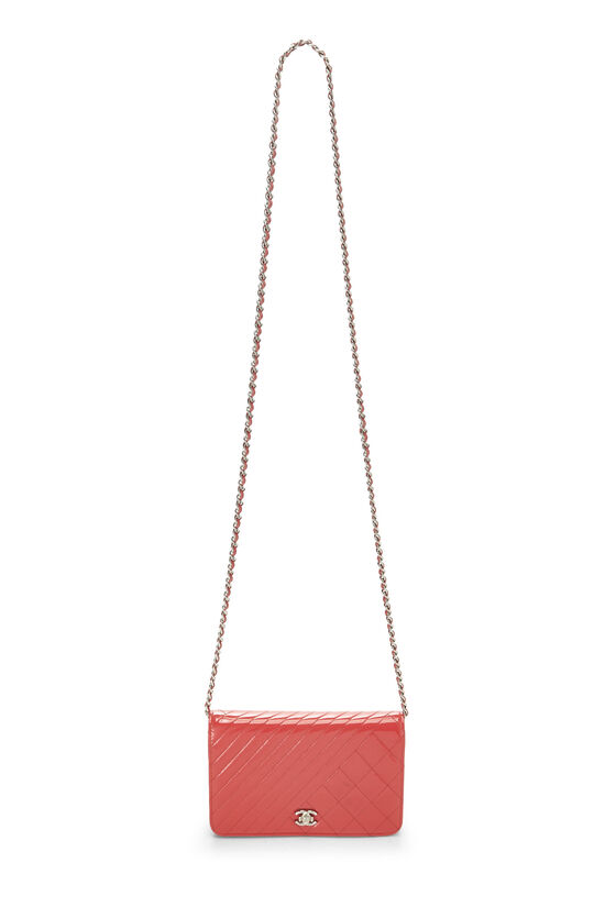 Pink Quilted Patent Leather Wallet On Chain (WOC)