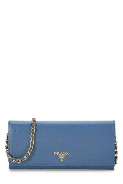 Prada Blue Saffiano Leather Wallet On Chain (WOC)