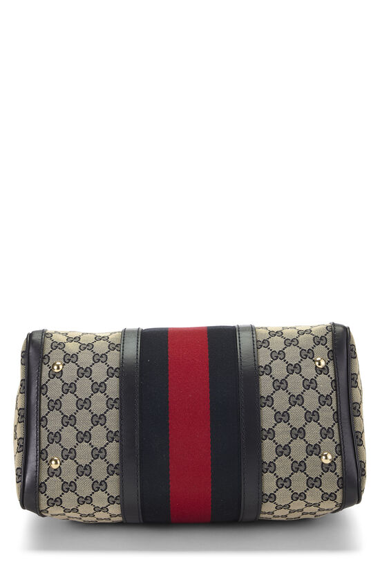 Navy Original GG Canvas Vintage Web Boston Bag Medium, , large image number 4