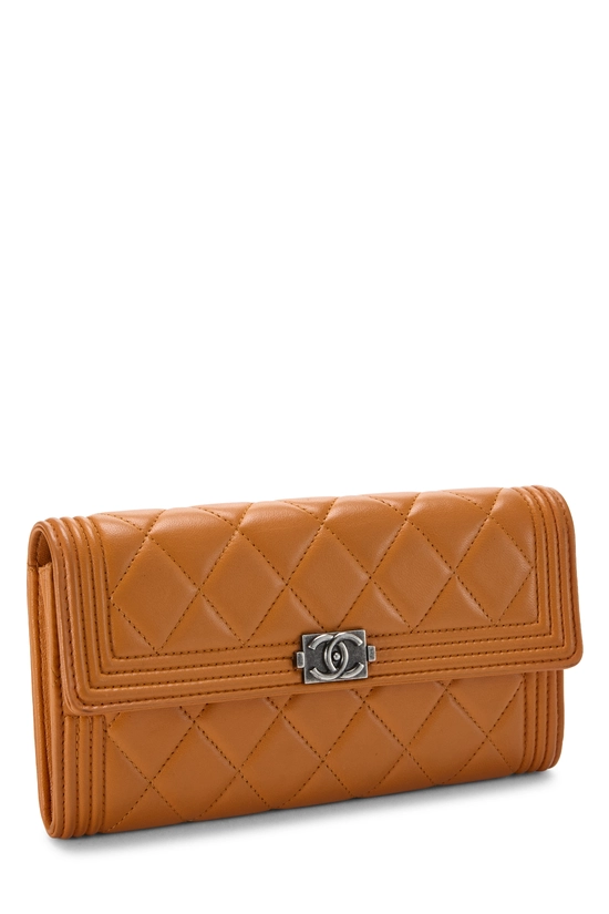 Orange Quilted Lambskin Boy Wallet, , large image number 1