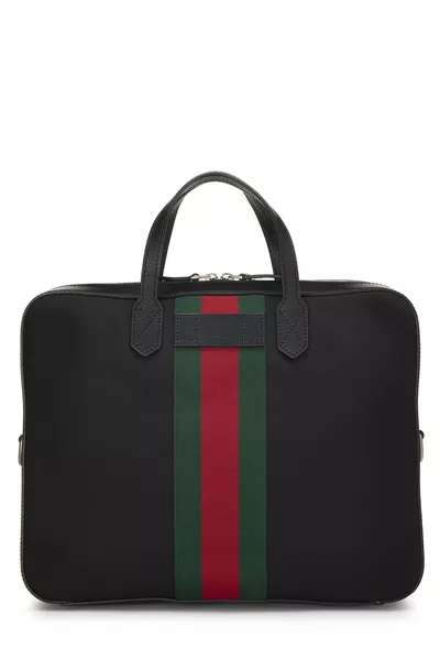 Black Techno Canvas Web Briefcase