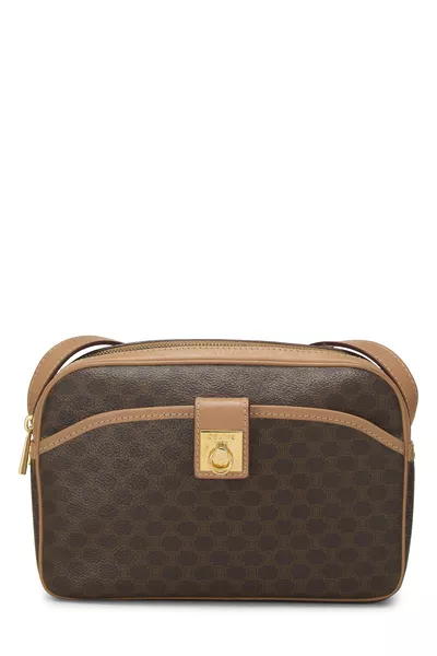 Brown Coated Canvas Macadam Shoulder Bag