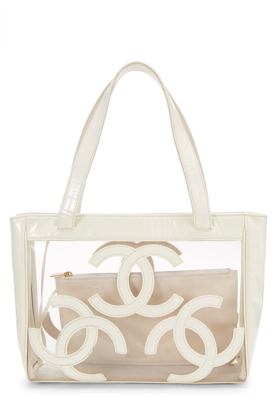 White Vinyl 3 'CC' Tote Small, , large image number 1