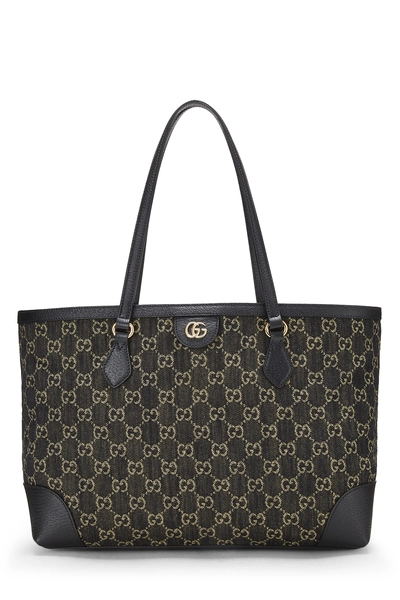 Black GG Denim Ophidia Tote Medium