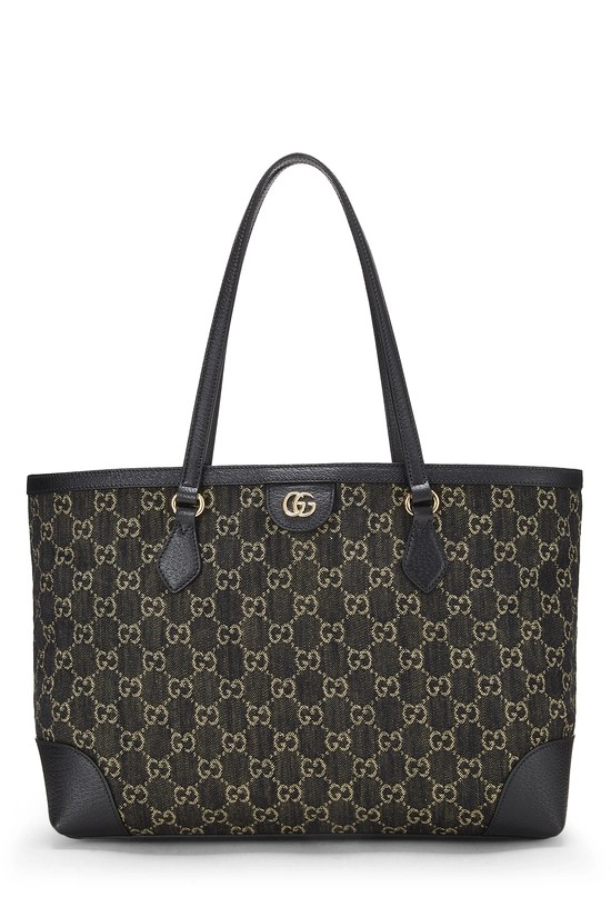Black GG Denim Ophidia Tote Medium, , large image number 0