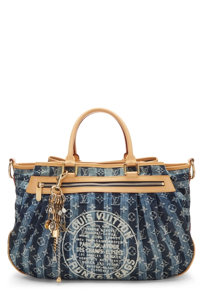 Louis Vuitton Blue Monogram Denim Cabas Raye GM
