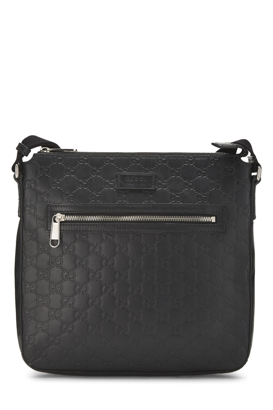 Black Guccissima Zip Pocket Flat Messenger, , large image number 0