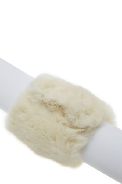 White Fur 'CC' Bracelet, , large