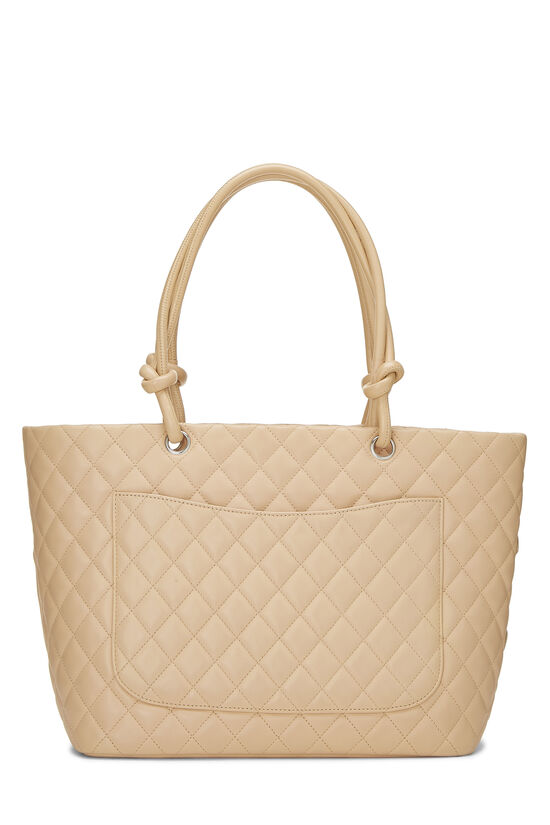 Beige Quilted Calfskin Cambon Ligne Tote Large, , large image number 4