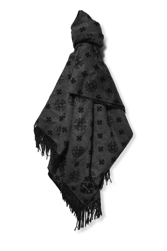 Pre-Owned Black Silk Logo Fringe Stole QZAADN2NKB000