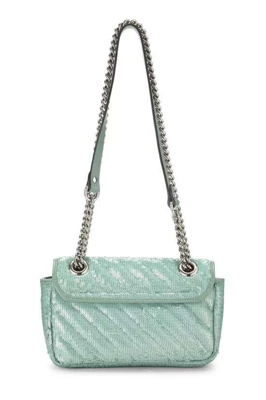Blue Sequin GG Marmont Shoulder Bag Mini, , large image number 3