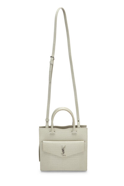 White Embossed Uptown Tote Small, , large