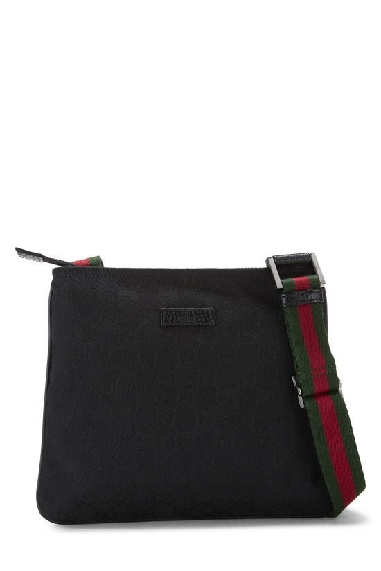 Black GG Canvas Web Messenger Small, , large image number 0