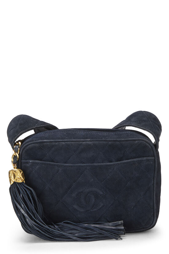 Navy Suede Diamond 'CC' Camera Bag Mini, , large image number 0