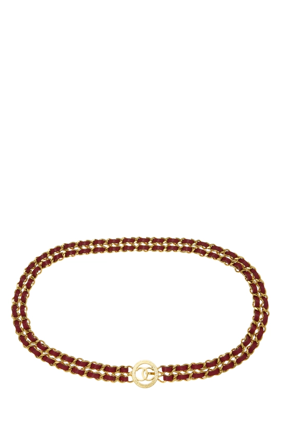 Red & Gold 'CC' Sunburst Double Chain Belt, , large image number 0