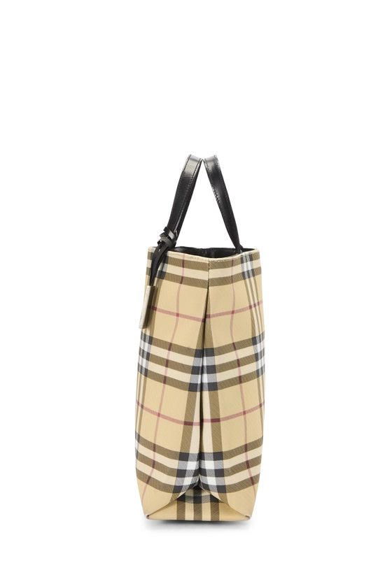 Beige Vinyl House Check Shopping Handbag Medium, , large image number 2