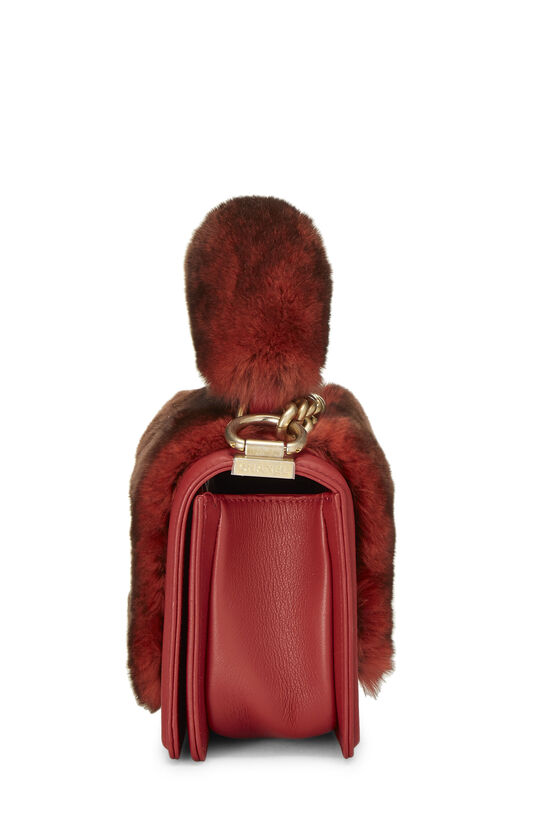 Paris-Hamburg Red Fur Top Handle Boy Bag Small, , large image number 4