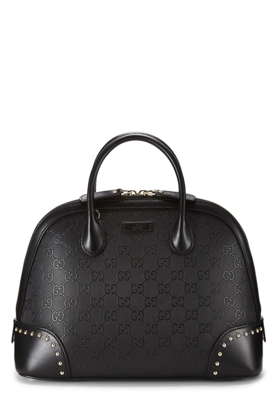 Black Embossed Top Handle Convertible Handbag