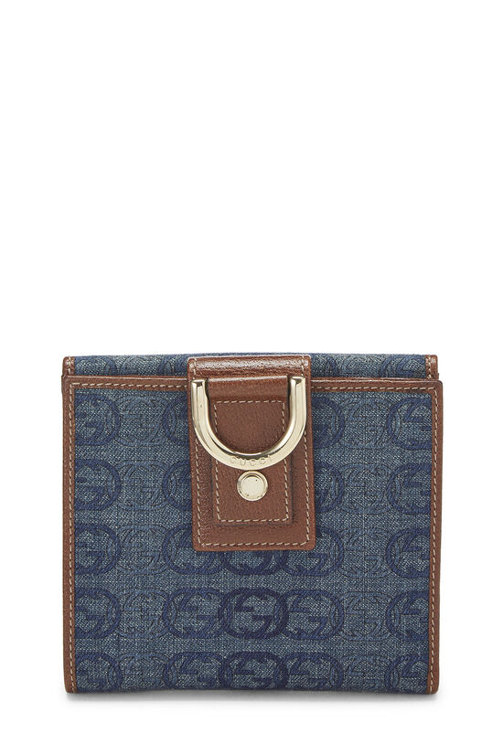 Blue GG Denim Abbey Compact Wallet, , large image number 1