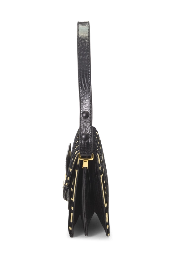 Black Velvet Zucca Flap Shoulder Bag, , large image number 2
