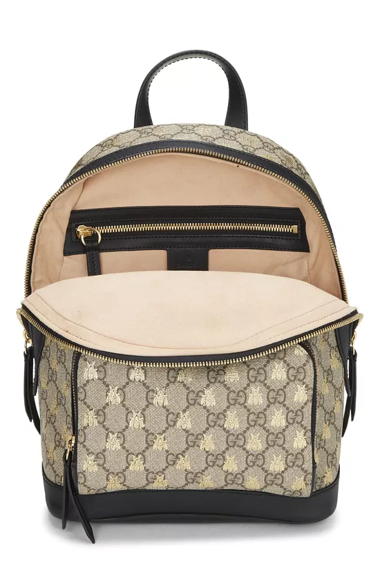 Black GG Supreme Canvas Bee Backpack, , large image number 5