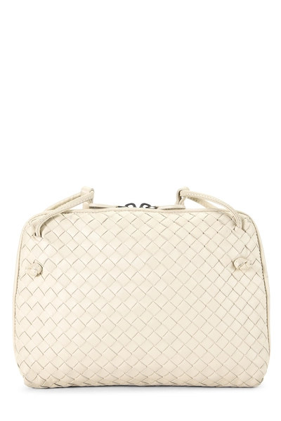 White Intrecciato Leather Nodini Crossbody