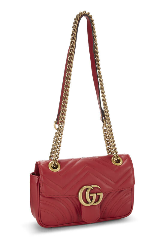Red Leather GG Marmont Shoulder Bag Mini, , large image number 1