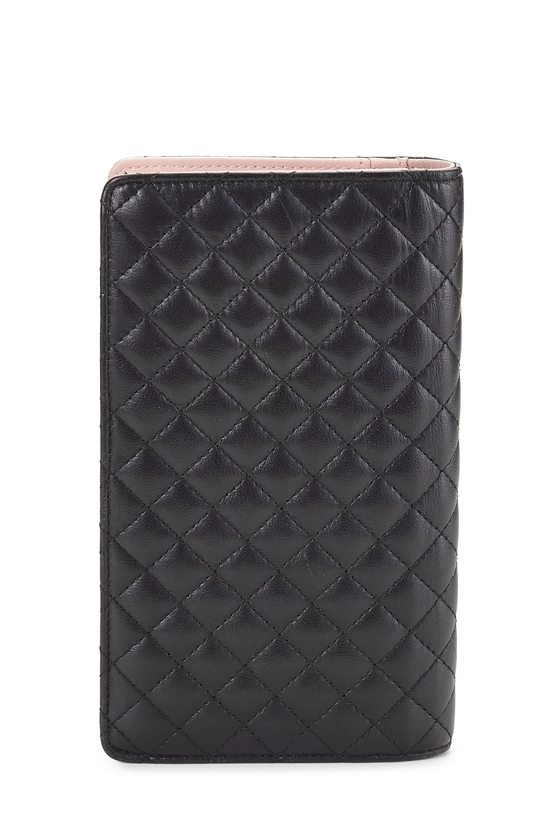 Black Quilted Lambskin Long Wallet, , large image number 2