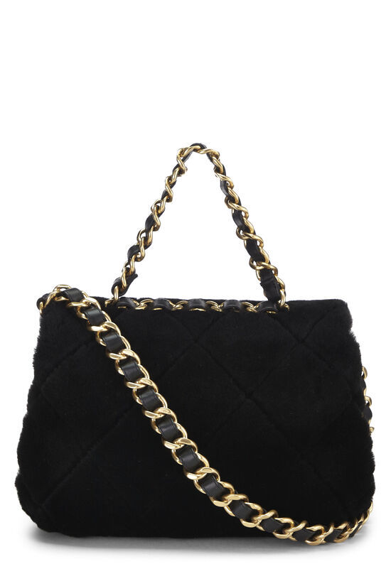 CHANEL Black Leather Full Flap Small Gold CC Chain Crossbody Shoulder Bag