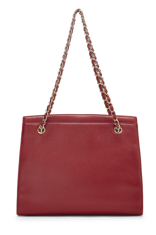 Vintage CHANEL lipstick red lamb leather trapezoid shape tote bag with cc  motif. at 1stDibs