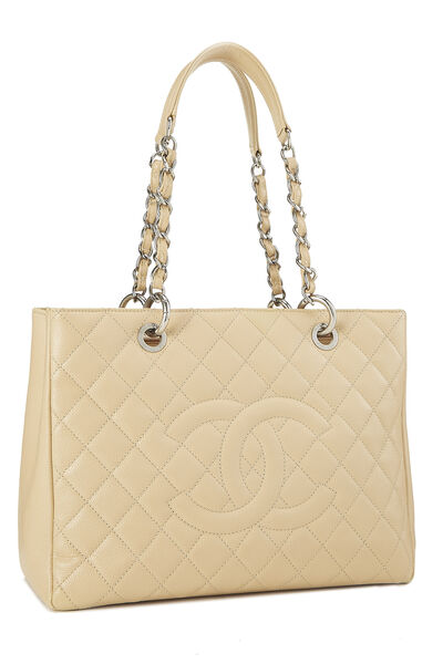 Beige Quilted Caviar Grand Shopping Tote (GST), , large