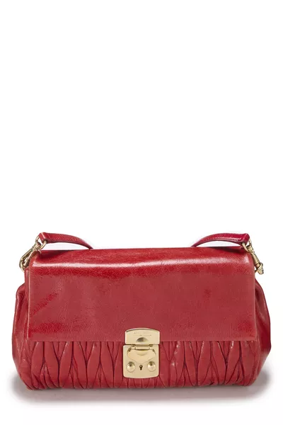 Red Nappa Flap Shoulder Bag