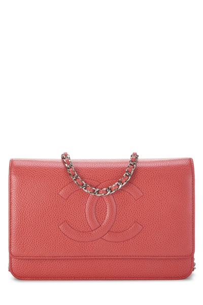 Chanel Orange Caviar Wallet on Chain (WOC)