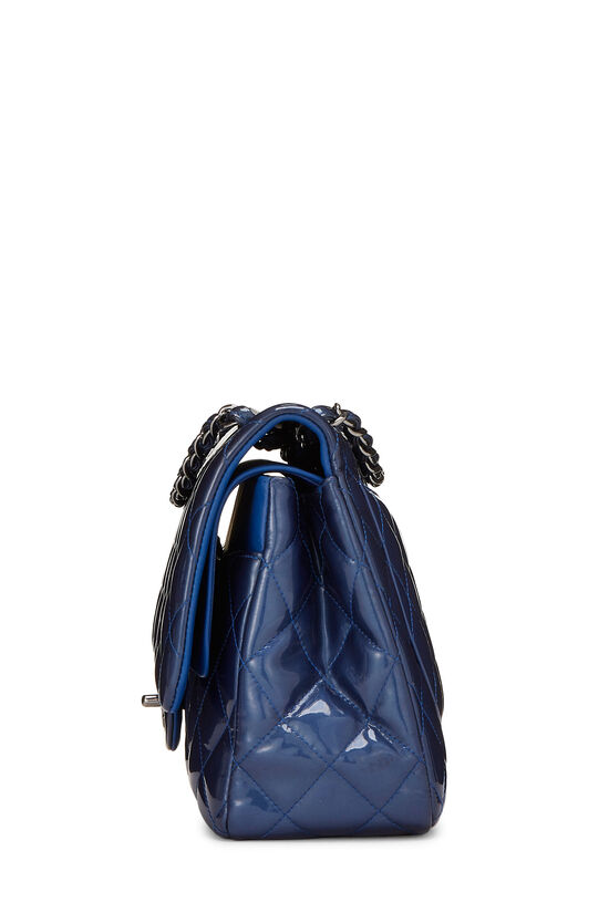 Blue Quilted Patent Leather New Classic Double Flap Jumbo, , large image number 3