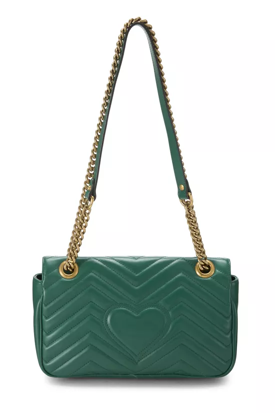 Green Leather GG Marmont Shoulder Bag Small, , large image number 3