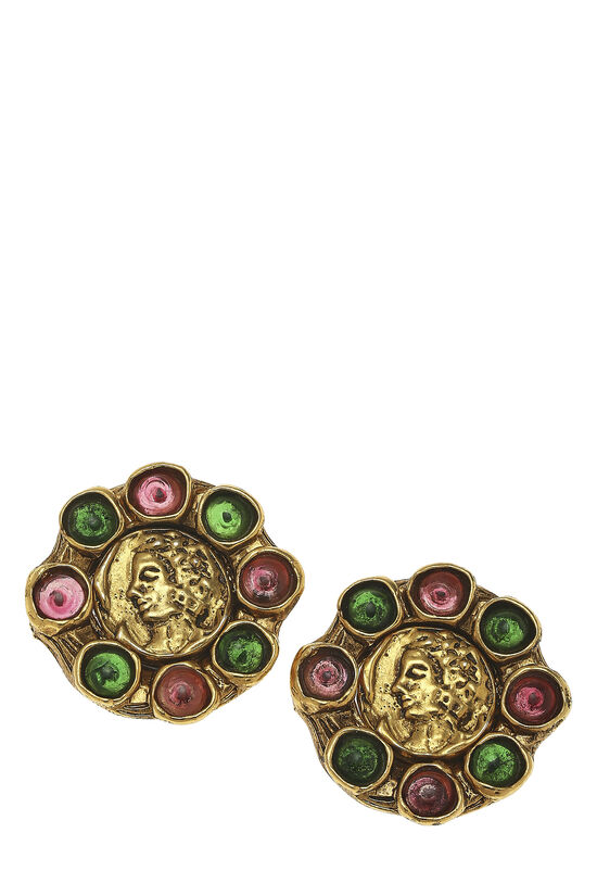 Gold & Multicolor Gripoix Earrings, , large image number 0
