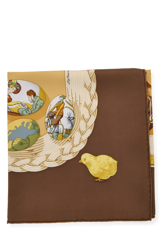 Pre-Owned Brown & Multicolor 'Couvee d'Hermes' Silk Scarf 90