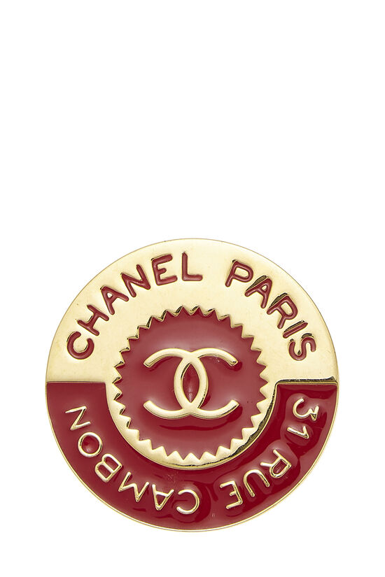 Gold & Red Enamel Rue Cambon Pin, , large image number 1