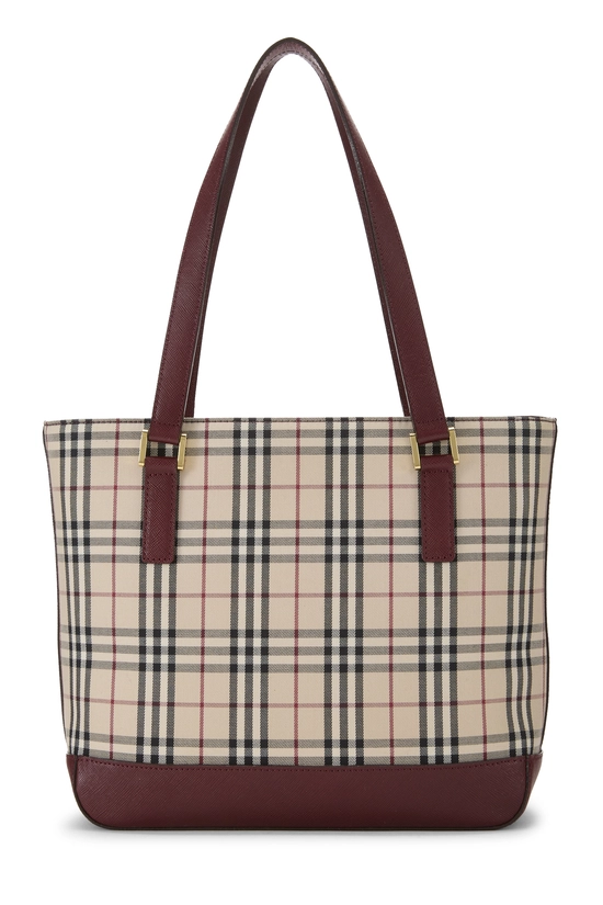 Burgundy Check Jacquard Canvas Zip Tote Small, , large image number 3