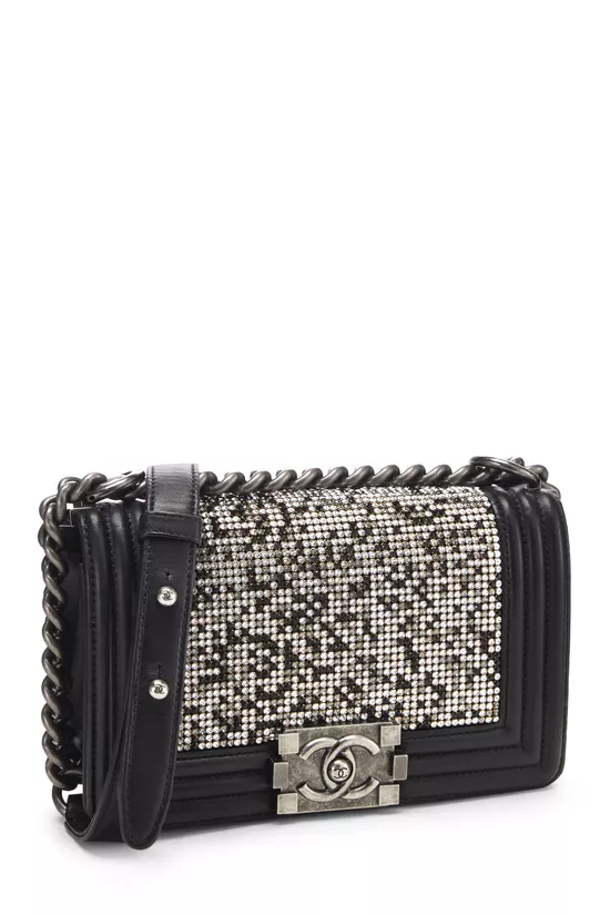 Black Embellished Swarovski Crystal Boy Bag Small, , large image number 2