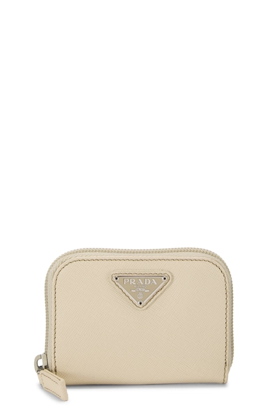 Beige Saffiano Zip Around Coin Purse