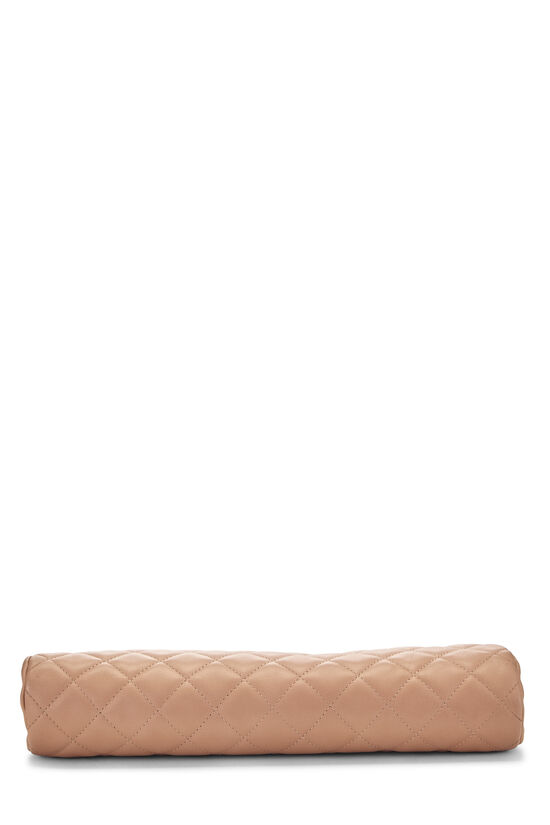 Beige Quilted Lambskin Kiss Lock Clutch, , large image number 4